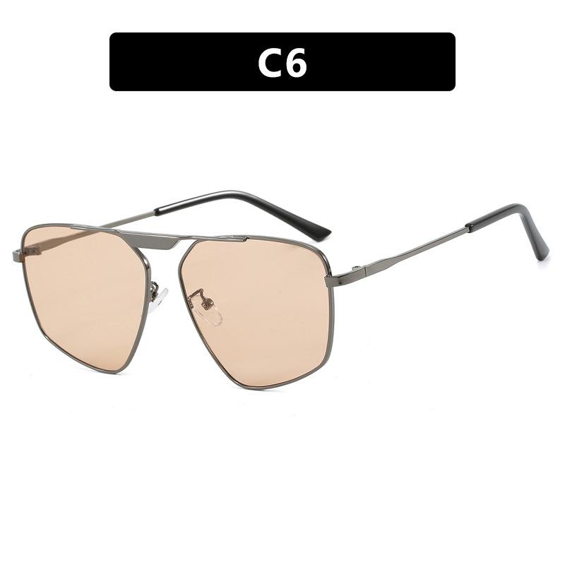 Metal Single Beam Irregular Polygonal Sunglasses Large Frame Women'S Sunglasses Photo Beach Sunshade Sunglasses