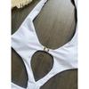 Sexy Cut Out Einteiler Badeanzug Rückenfrei Neckholder Damen Bademode Perlen Patchwork Tanga Badeanzug Rot Weiß Strandbekleidung Monokini