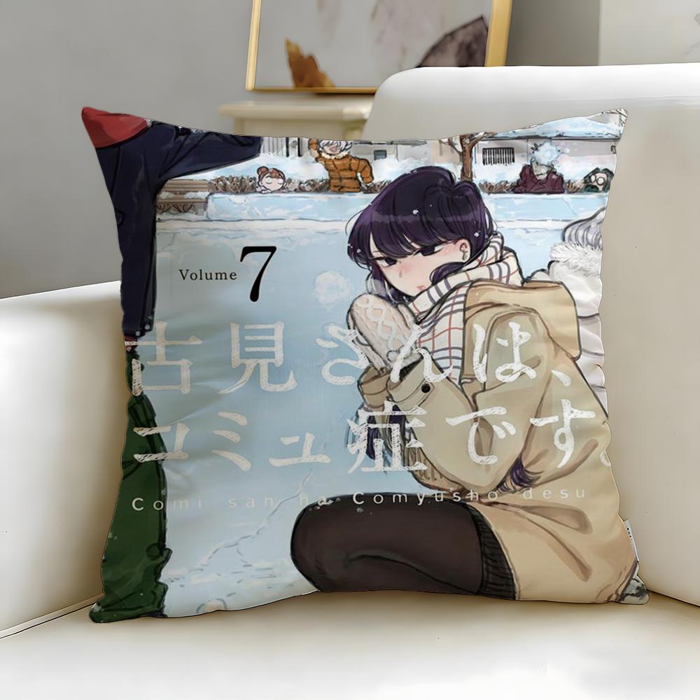 popular anime Komi Cant Communicate Cushion Cover Soft EasyWash Pillow Case Versatile for Couch Bed Travel and Office