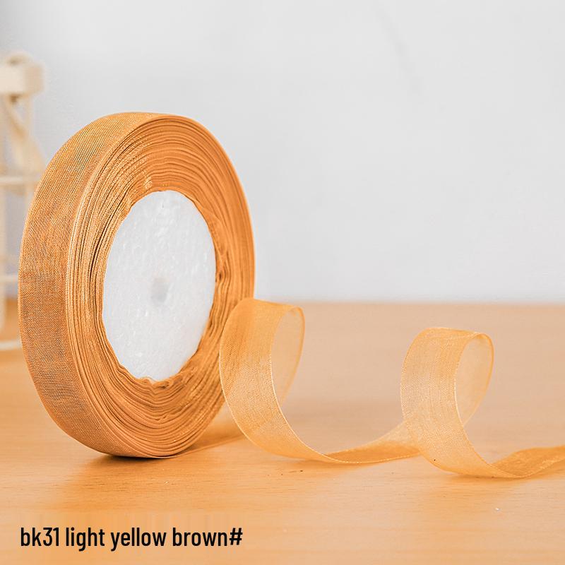 

1.5cm Chiffon Silk Crochet Ribbon for Knitting & DIY Projects - Transparent Gauze, Colorful Packaging Strip