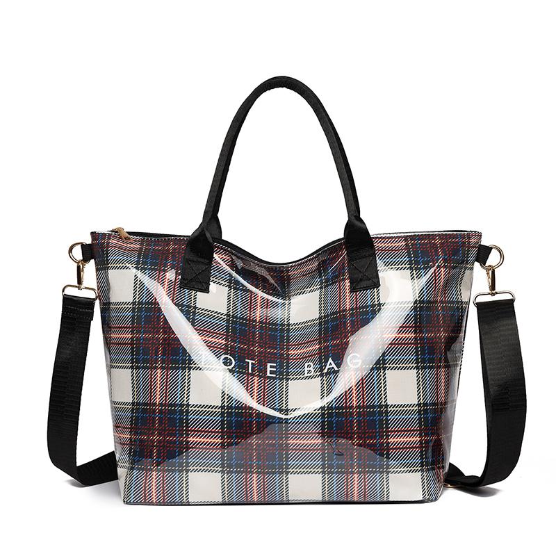 Plaid Tote Bag Large Capacity Shoulder Bag бежевый