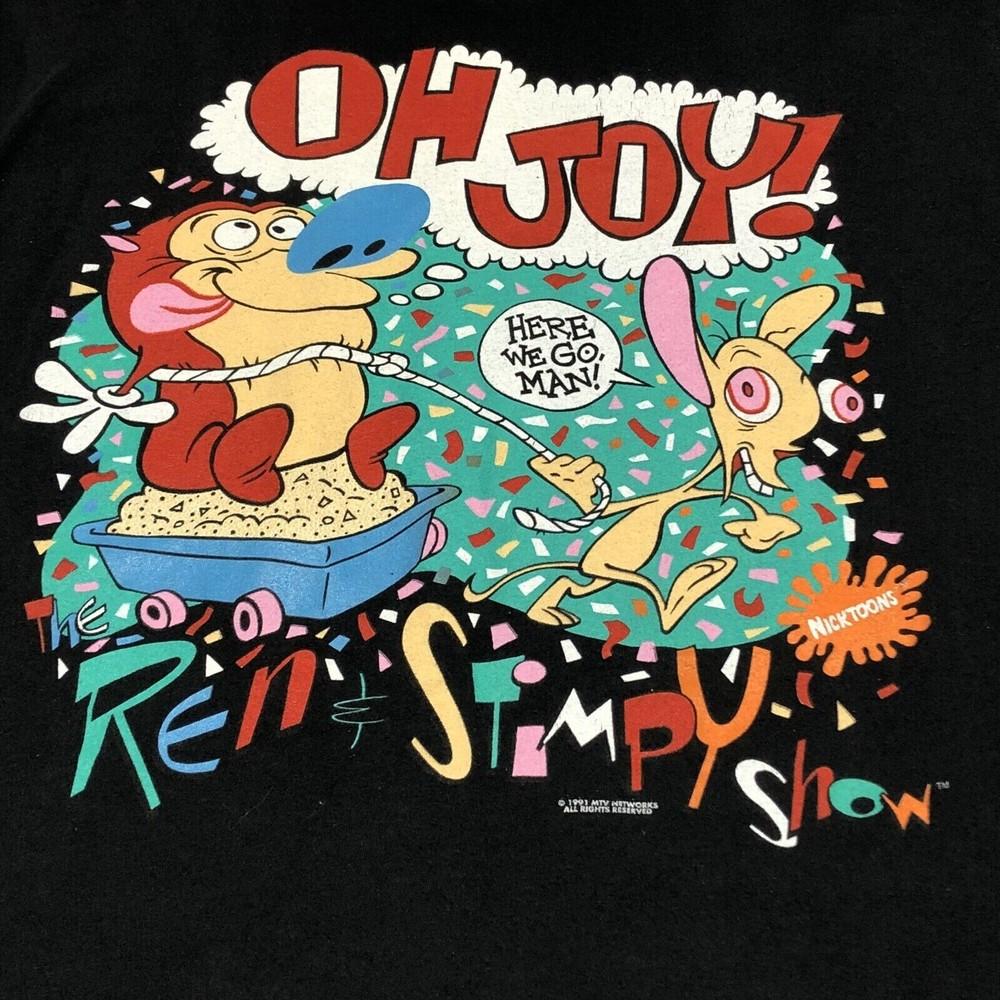 Футболка Ren And Stimpy Show Oh Joy Унисекс Хлопковая футболка Все размеры VN2164 Унисекс Футболка S
