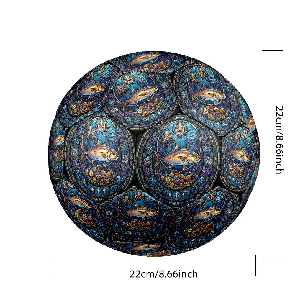 Ocean Life Glass Round Football Size 5 Adult Ball Suitable for Training Matches and Outdoor Team.