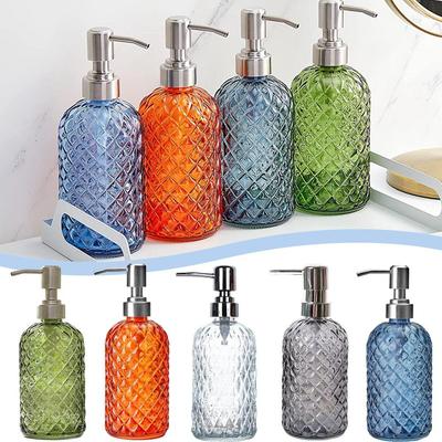 480ml Glass Sub-bottling Refillable Hand Sanitizer Body Wash Hand Pump Dispenser Stainless Steel Pump For Kitchen Home Bathroom