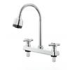 Kitchen Flexible 360° Rotatable Faucet Dual Handle Hot and Cold Water Faucet Splashproof 2 Outlet Modes Kitchen Tap