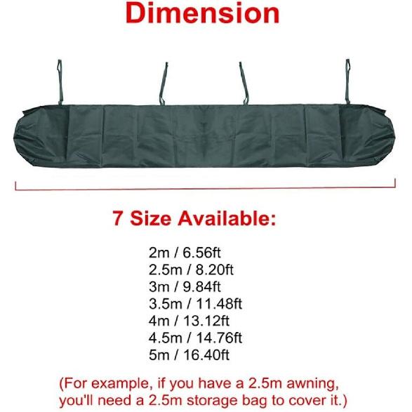 Waterproof Awning Storage Cover - 420D Oxford Cloth Protective Rain and Snow Cover for Retractable Awnings (4m / 13.12ft,Black)