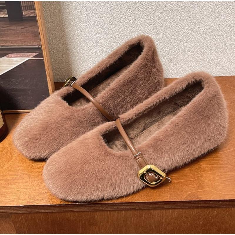 Fashion Grandma Shoes Casual Female Sneakers Soft Shallow Mouth Dress Flats Loafers Fur Autumn Winter Internal Elevation 4cm Boots
