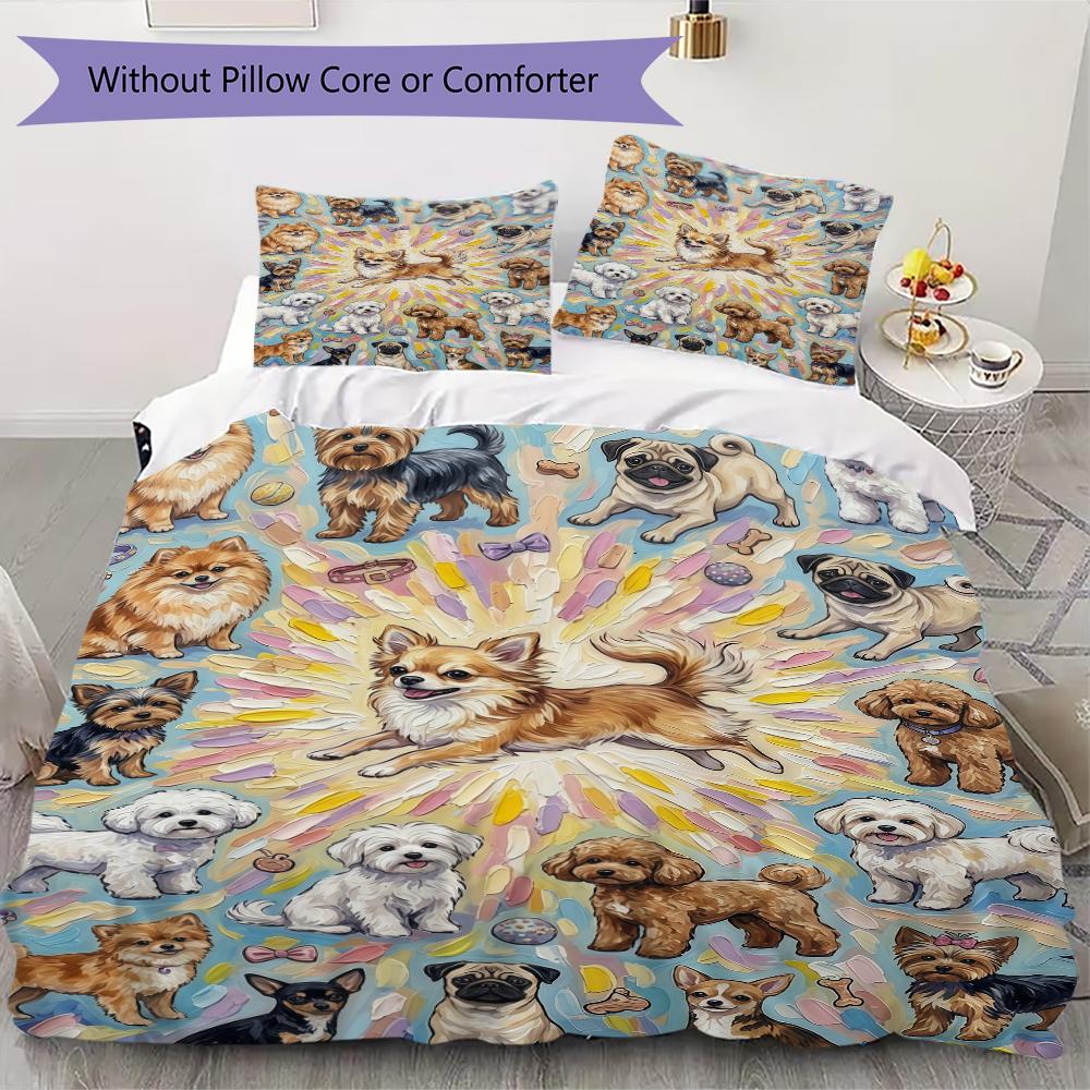 Set Copripiumino e Federe con Fantasia di Cuccioli Carini Decorazione per la Casa Regalo di Compleanno (1 * copripiumino + 2 * federe senza imbottitura)