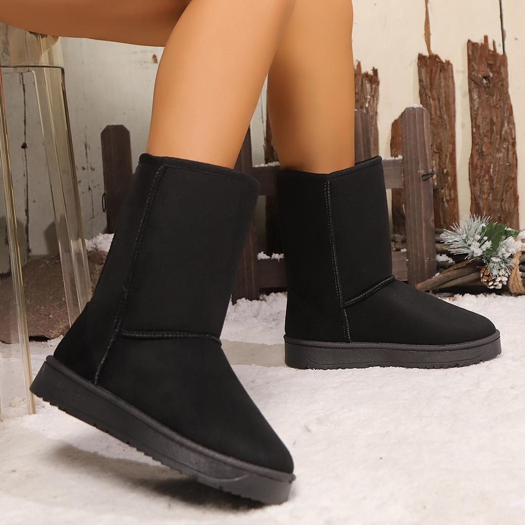 Mode Naturwolle Echtes Leder Damen- und Mid-Calf-Stiefel Klassische Warme Winter Outdoor Schneestiefel Rutschfest