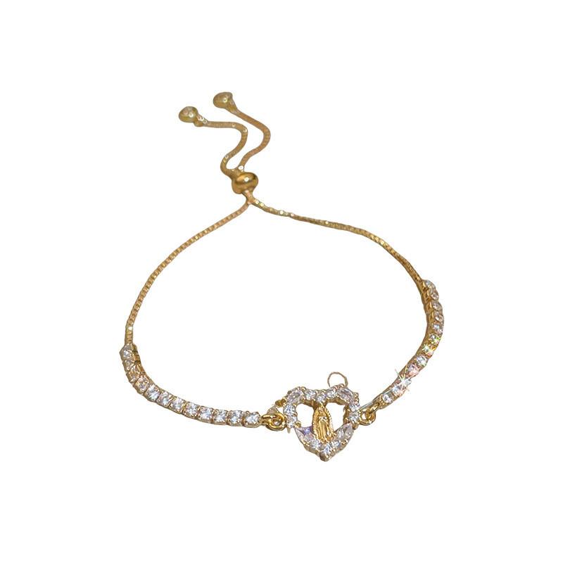 Geometric Elliptical Zircon Bracelet For Women With Adjustable Copper Design Fashion Jewelry