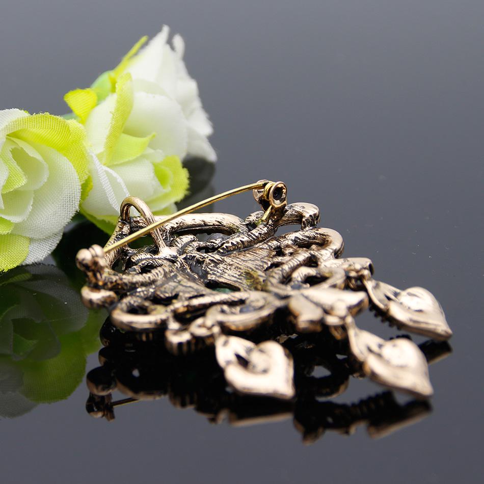 Byzantine Style Women's Resin Vintage Brooch Antique Gold Color Ethnic Wedding Jewelry