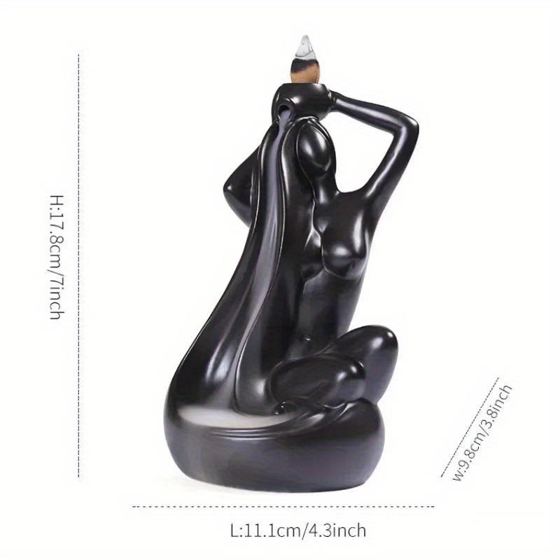 1pc,Elegant Ceramic Backflow Incense Burner for Home and Office Decoration with Beautiful Female Figure Design (Without Incense)