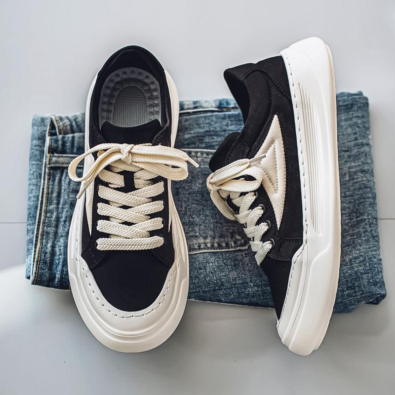Fashion Men's Casual Shoes Lace-up Canvas Height Increasing Platform Sneakers Flat Elegant Fashion 2025 Size 44 Common New In Male Shoe