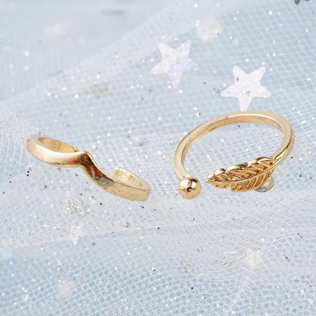 12Pcs/set Boho Toe Set Star Moon Adjustable Finger Rings J0H1