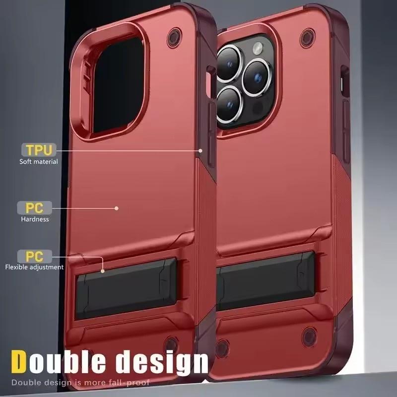 Tough Rugged Shockproof Phone Case With Invisible Stand For iPhone17 16 15 14 13 12 11 Pro XS Max X XR 7 8 Plus SE 2020 2022 Cover