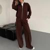 European-American Women's Crew Neck Long Sleeve Zip Cardigan & Casual Pants Fashion Set (2025)