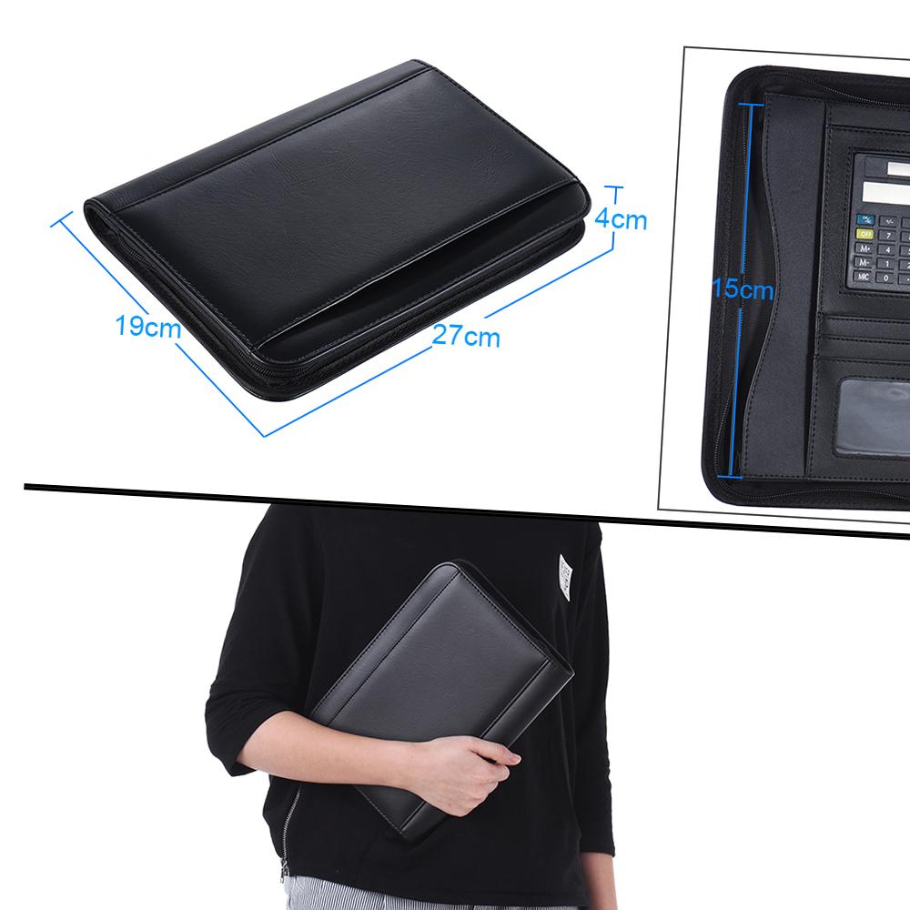 Portofoliu de Afaceri Profesional Portabil, Folder Padfolio, Organizator Documente, A5, Piele PU, Închidere cu Fermoar cu