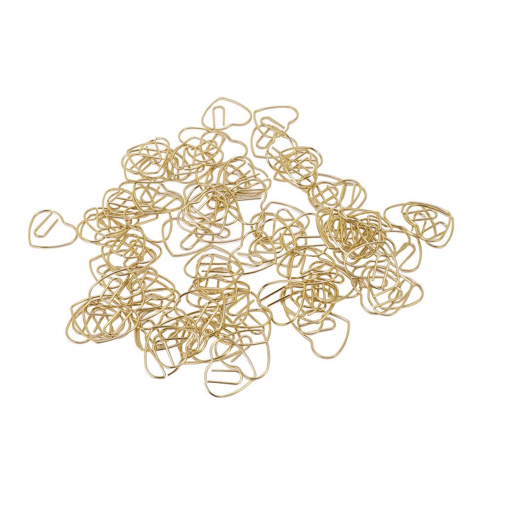 100Pcs Heart Shaped Paper Clips Iron Decorative Paperclips Set with Transparent Box for   School Household