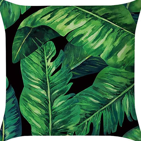 Popular Green Plant Linen Pillowcase Modern Simple Home Sofa Living Room Pillow Cushion