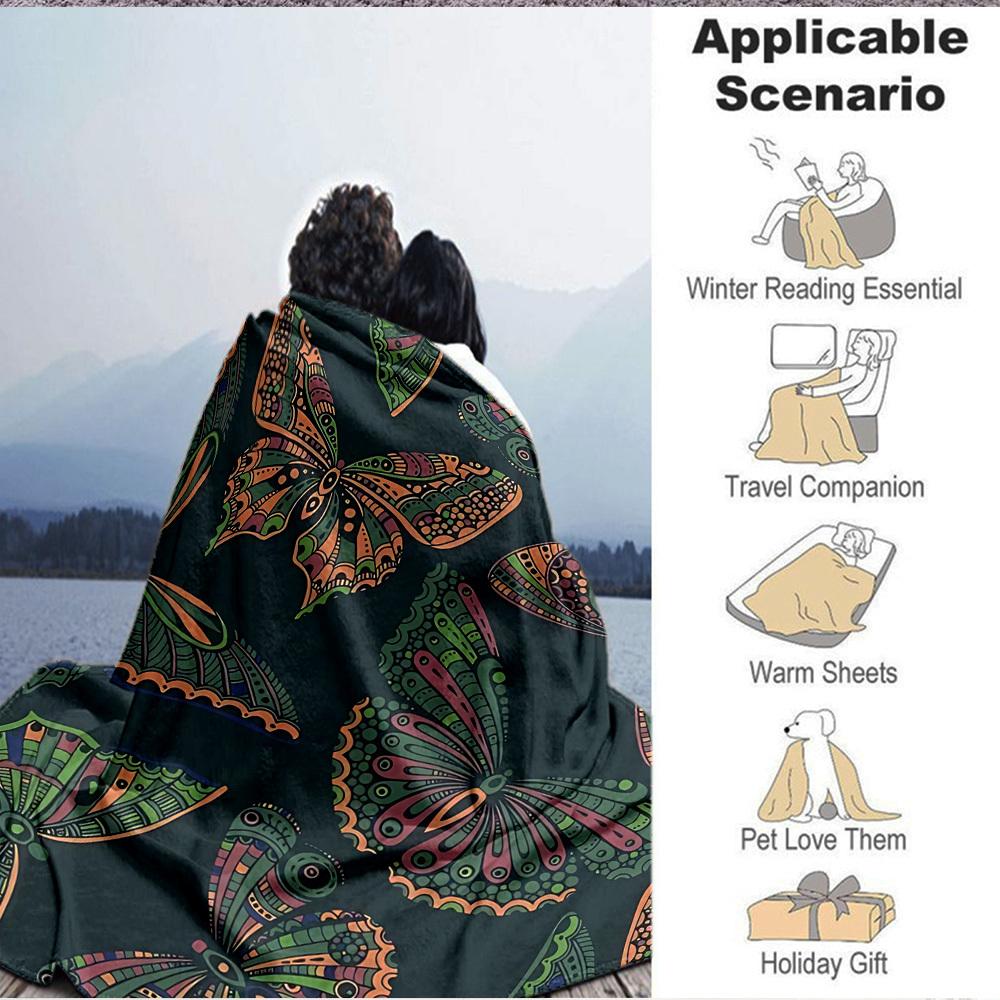 1pc Butterfly Print Blanket Warm, Cozy, And Soft, Suitable for Sofas, Beds, Cars, And Office Use.Perfect for Camping And Travel, Making It a Great Gif