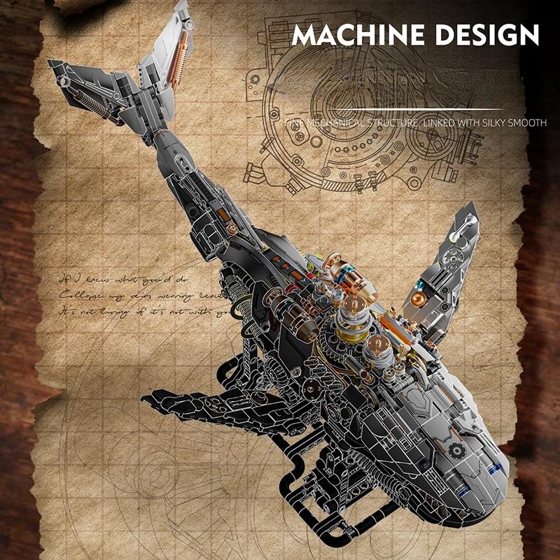 2025 MOC Mechanical Whale Building Block Model Bricks With Light DIY Desktop Decoration Kids Toys Christmas Birthday Gifts Toy