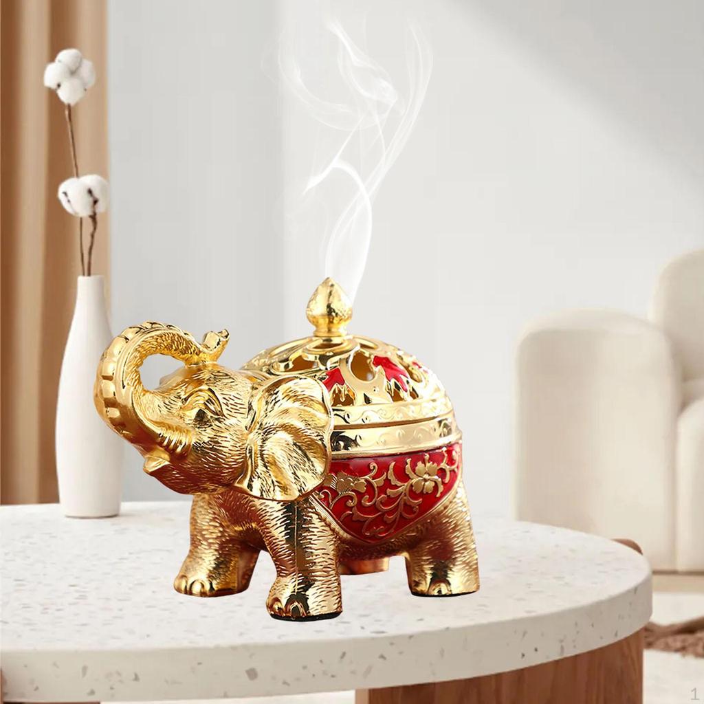 Elephant Statue Figurine Incense Burner Holder for Relaxation Bedroom Decor