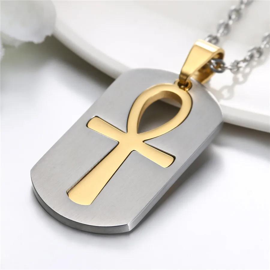 Necklace Dog Tag Pendant Ancient Egypt Egyptian Symbol Ankh Eternal Life Cross Key Life Amulet Talisman Protect Health Jewelry Charming Accessories