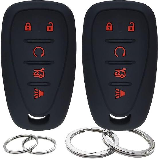 GFDesign 2 Pcs Silicone 5 Buttons Key Fob Cover Remote Case Keyless Protector Compatible with 2016- Chevrolet Chevy Malibu Camaro Cruze Equinox Sonic