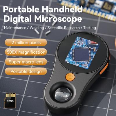 2.0inch 500X Digital Microscope 1080P Video Coin Microscopio With Magnifying Glass Wiht 8Leds For Electronics Repair Windows/Mac