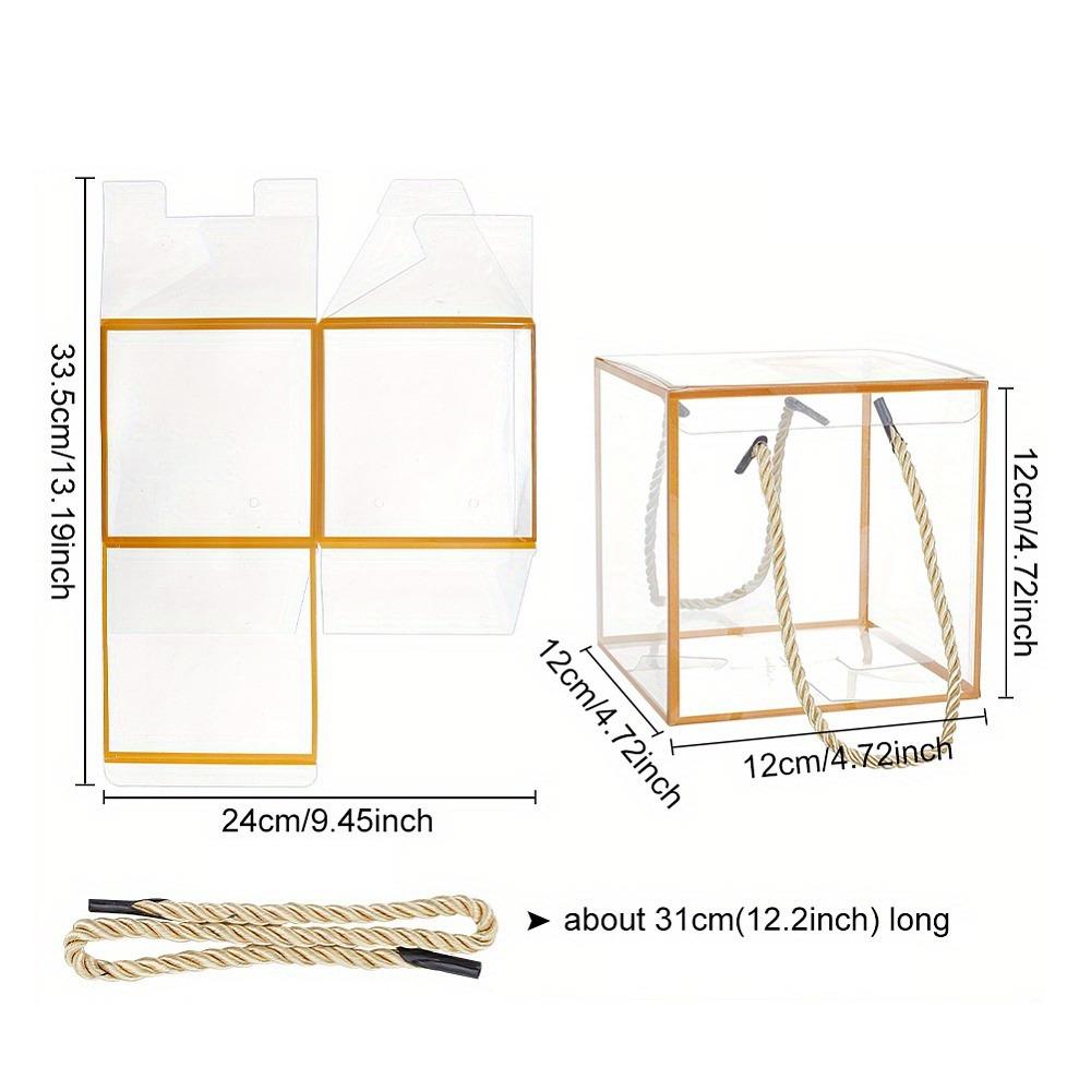 8pcs Transparent PVC Gift Boxes with Polyester Cord Handles Square Clear Box Gift Packing Box Jewelry Ornament Packaging Display Clear Display Cases