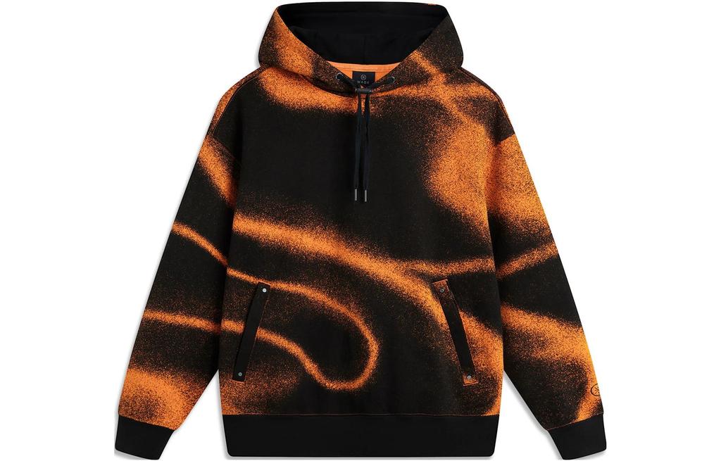 Li Ning Wade Collection Tie Dye Reflective Fleece Lined Thermal Loose Fit Pullover Hooded Sweatshirt Unisex AWDTD23-6
