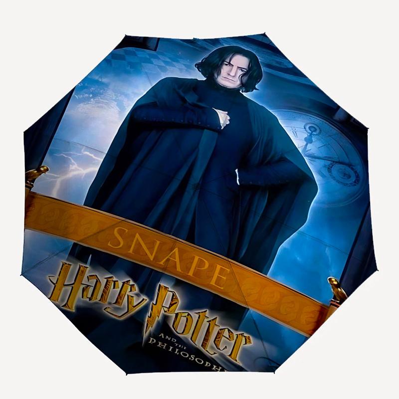

1pc Snape Harry Potter Automatic Folding Umbrella - Compact 8-Rib Design, Durable Plastic & Iron1060L