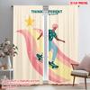 2pcs 2D Flat Printing Curtains Skate Rainbow Star Dream Fabric Without Electricity Festive Wall Decor Use for Home Decor
