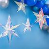 3D Neon Lights Five-pointed Star Pull Flower Pendant Christmas Decorations Home Decorations Fake Star Pendants Party Supplies