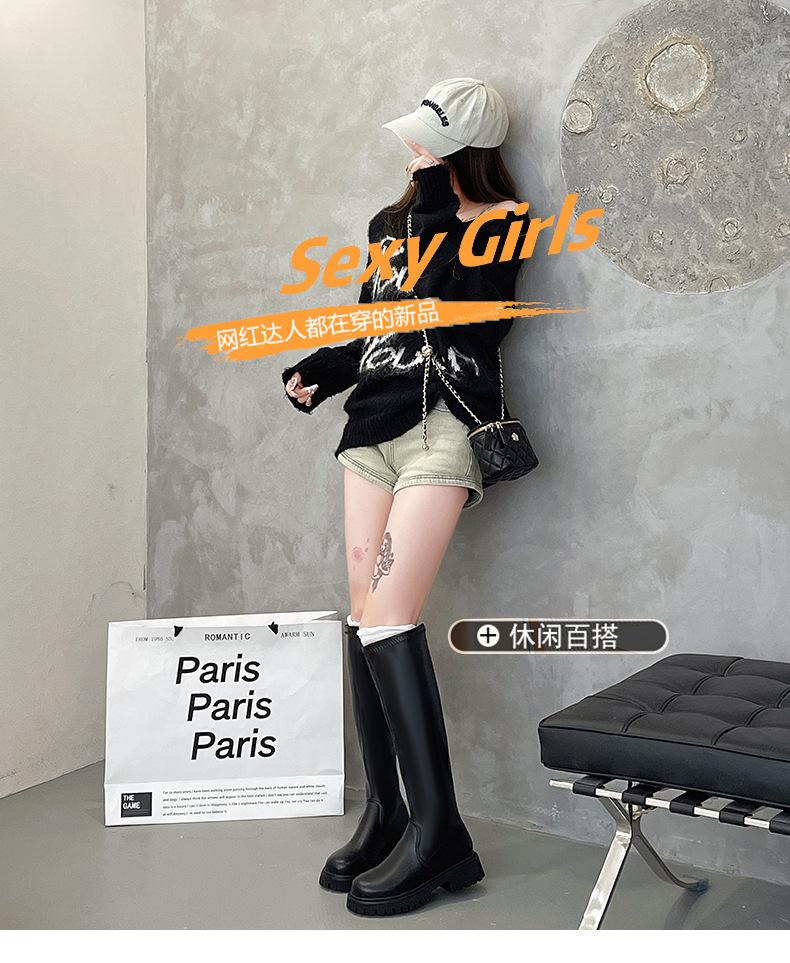 Brown Martin boots women's boots 2025 autumn and winter new models but knee-high knight boots women's small size height-increasing boots