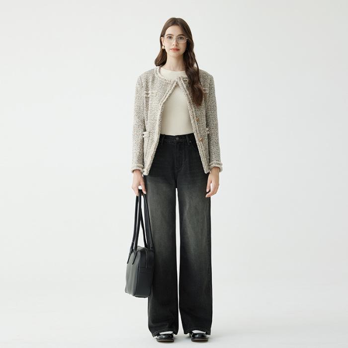 

Классные американские джинсы Velvet Plus High-End 2024: Женские прямые широкие брюки с высокой талией на осень/зиму. 29