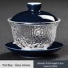 Chaxun Sky Blue Ceramic Gaiwan Tea Bowl with Glass Lid