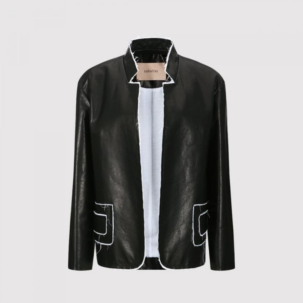 Cotton Trimming Vegetable Lamb Leather Jacket J12690os