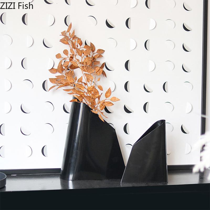 Creative Beveled Trapezoidal Metal Vase Table Decoration Flower Arrangement Abstract Geometric Crafts Vases Room Aesthetic Decor