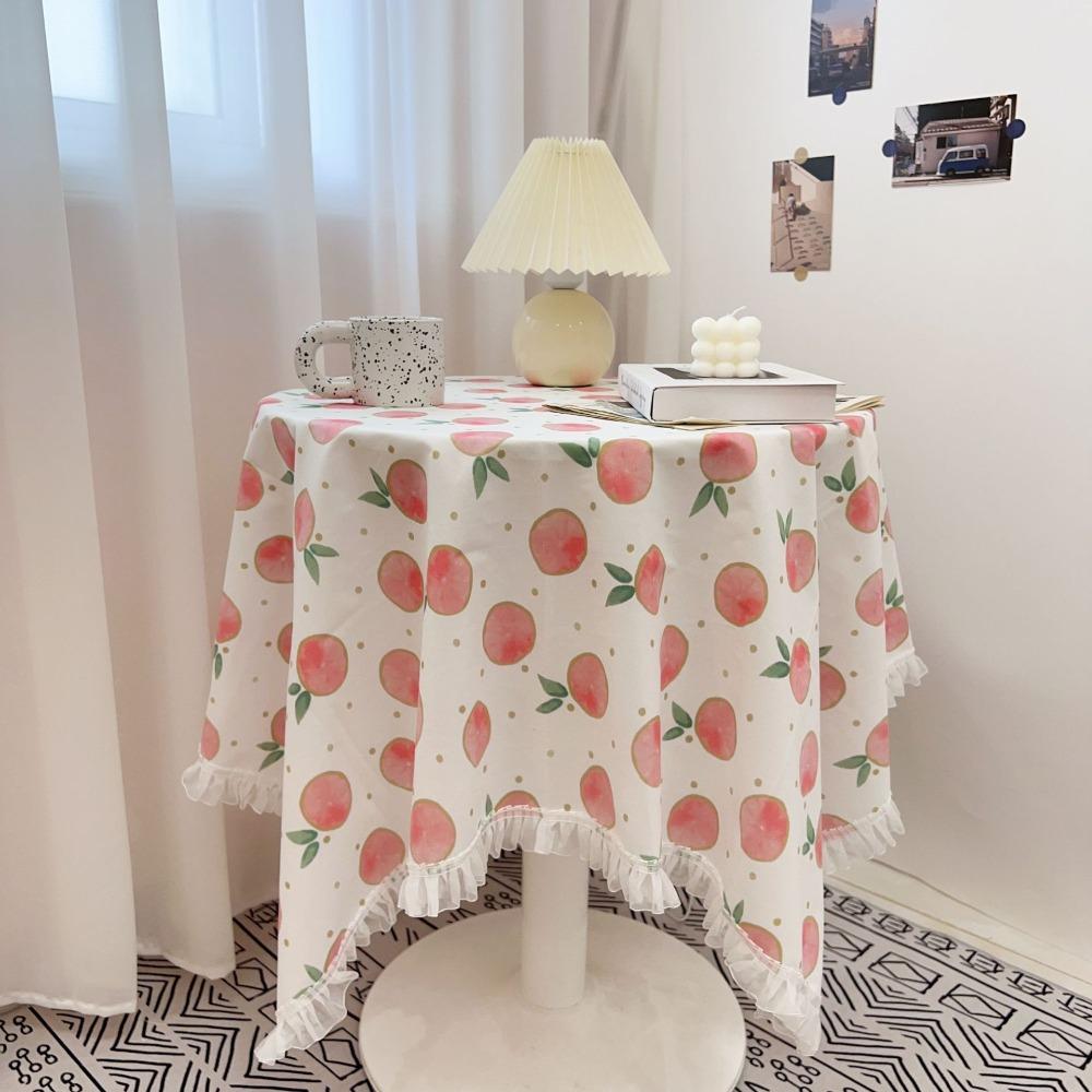 

Hot Girl Heart Lace Side Tablecloth Cartoon Floral Round Table Mat Multi Functional 140*140CM Decorative Fabric Home Decoration