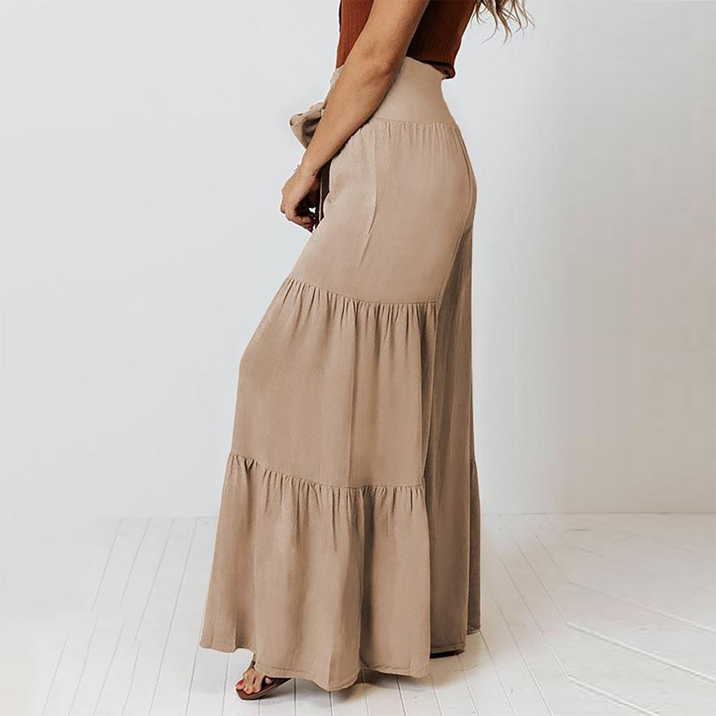 Damen Freizeitmode Alles- Tägliche Falten- Weiter Bein- Monochrom Hosen