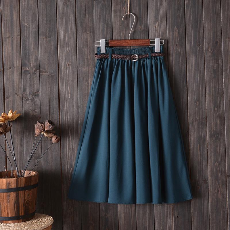 College Style A-line Skirt with Belt - Versatile, Mid-length, Summer Skirt for Women