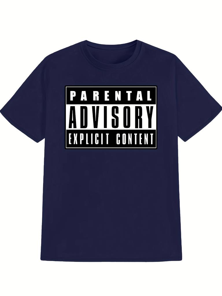 Herren Grafik-T-Shirt "Elternberatung Explizite Inhalte" Schwarz Vintage Kurzarm-T-Shirt mit fetten weißen Buchstaben Herren