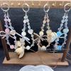 Elegant Rhinestone Heart Mobile Phone and Bag Charm with Crystal Bow Keychain