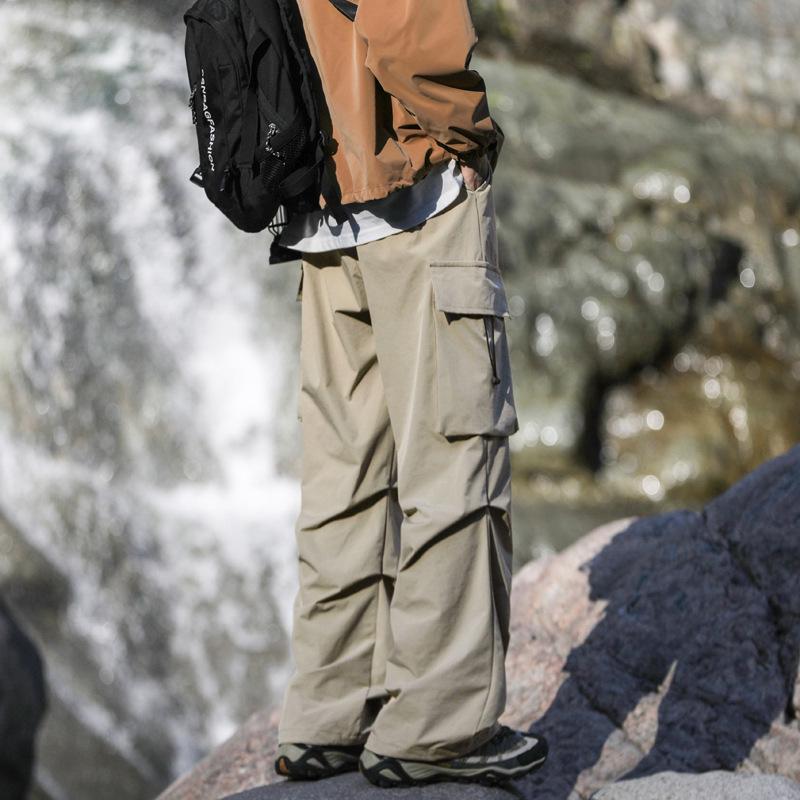 Men's High Street Tactical Cargo Pants - Autumn/Winter Pleated Outdoor Style