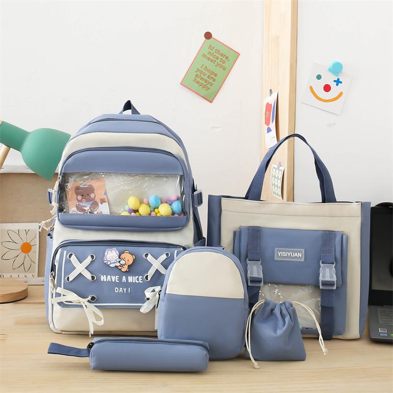 Schultasche neue großvolumige Mädchenschultasche niedlicher vielseitiger farblich abgestimmter Rucksack trendiger Kontrastfarben-Grundschulrucksack Mode