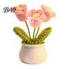 Hand Knitted Potted Plant Handmade Crochet Flower Decoration, Knit Artificial Sunflower Desktop Decor Decor, Gift for Women, Mom, Teacher, Friend,