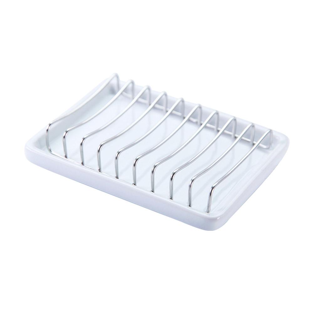 Single Layer Steel Soap Rack Drainage Bath Tray Holder Dish Container Box Shower Bathroom Products Household Merchandises Home