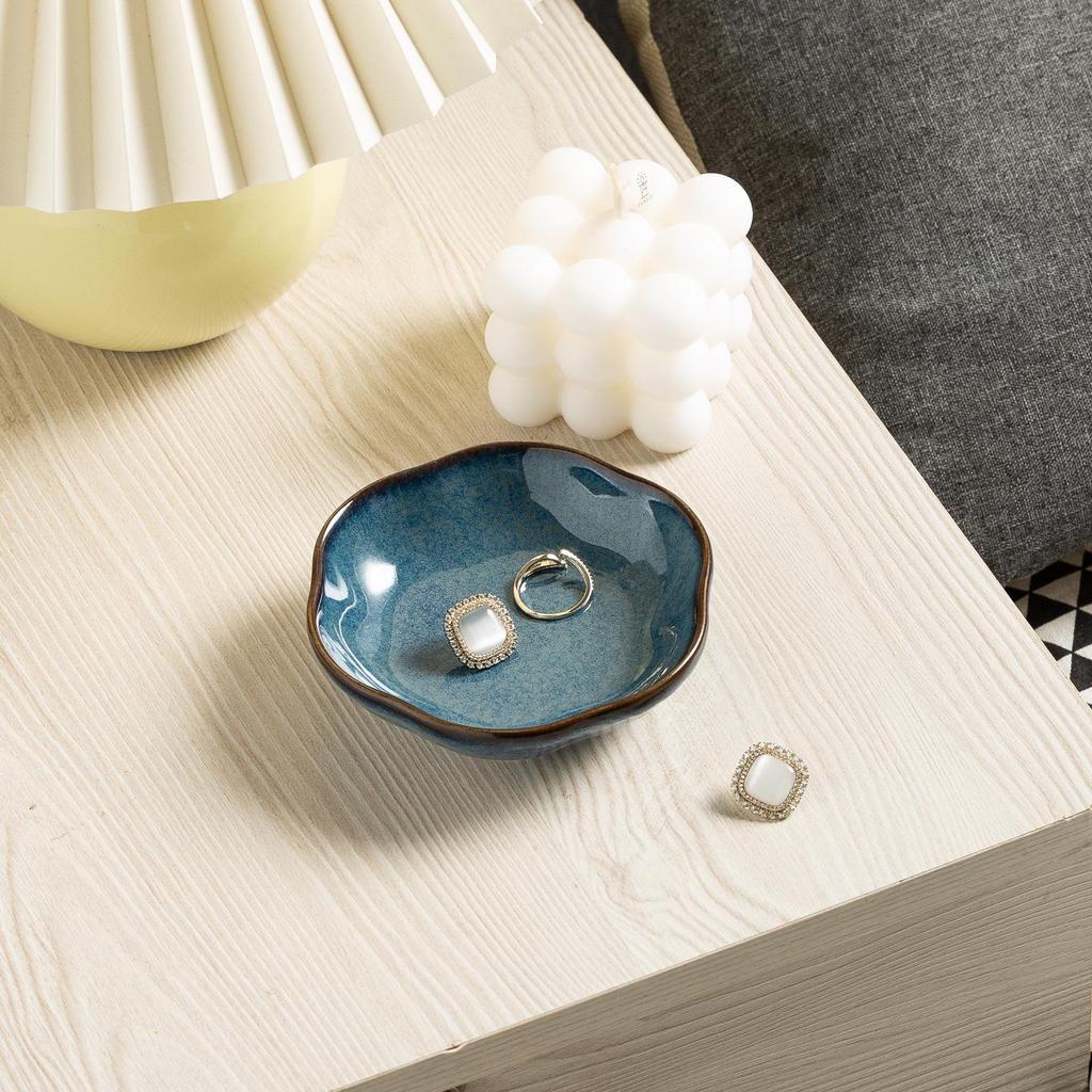 INS Jewelry Tray: Kiln-Fired Ceramic Dish for Home Entrance, Ornament Display, Ring & Earring Storage.