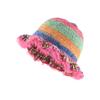 Rainbow Oil Painting Gradual Change Knitted Wool Hat Children Autumn and Winter Warm Plush Bucket Hat Basin Hat Tide